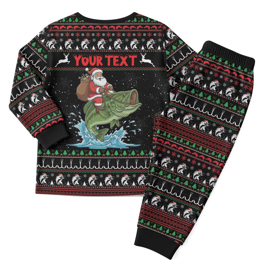 Merry Fishmas Santa Riding Bass Personalized Christmas Pajama Set Funny Christmas - Wonder Print Shop