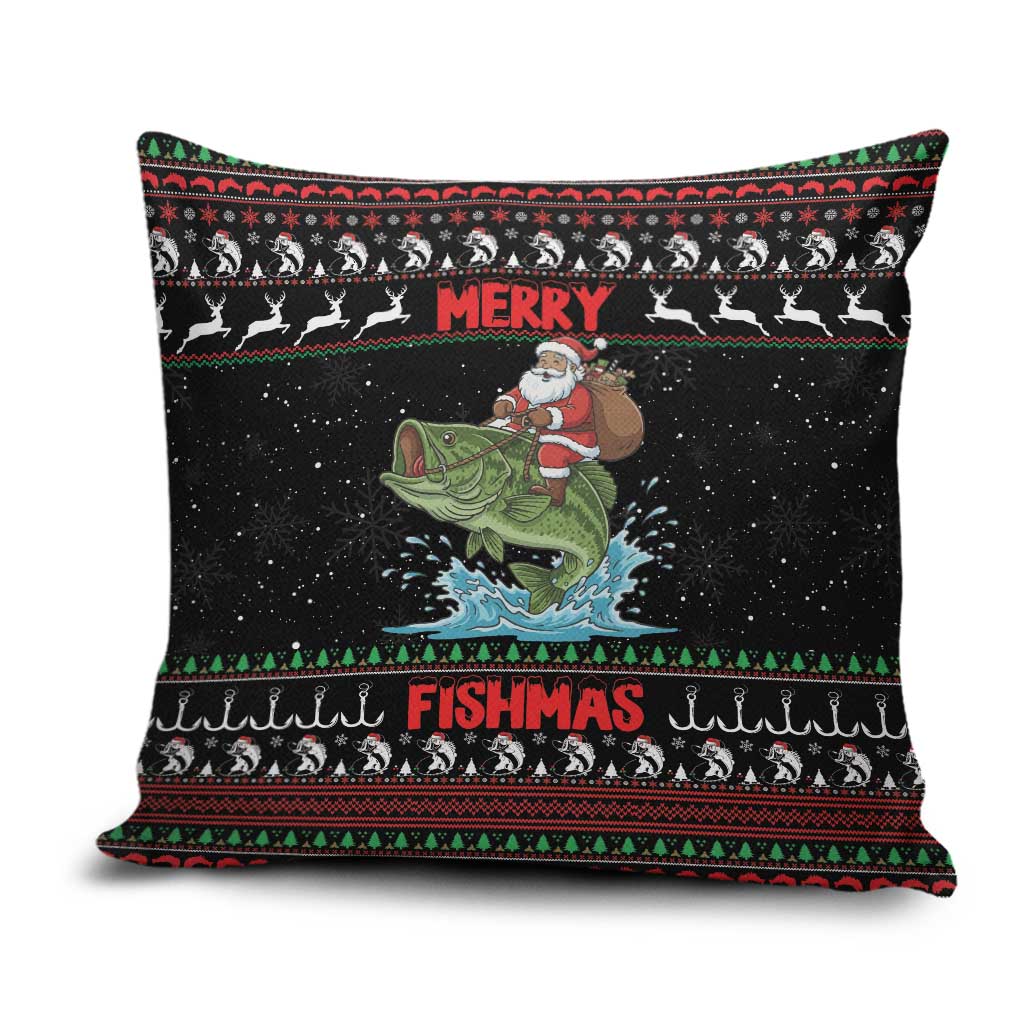 Merry Fishmas Santa Riding Bass Pillow Cover Funny Christmas - Wonder Print Shop