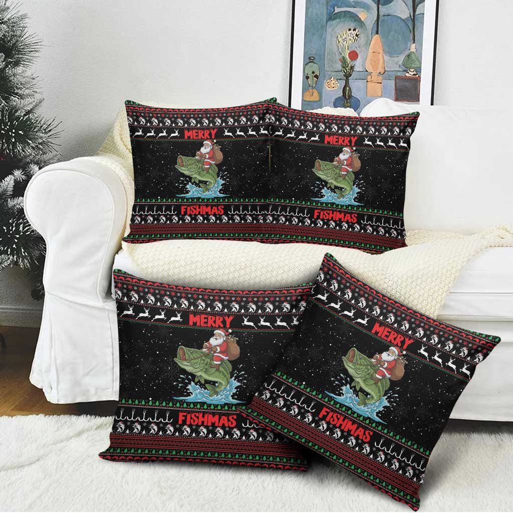 Merry Fishmas Santa Riding Bass Pillow Cover Funny Christmas - Wonder Print Shop