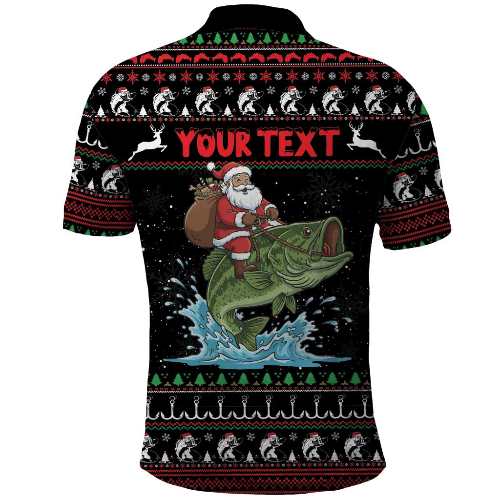 Merry Fishmas Santa Riding Bass Personalized Polo Shirt Funny Christmas - Wonder Print Shop