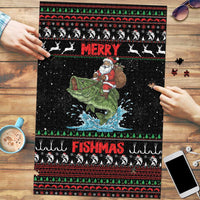 Merry Fishmas Santa Riding Bass Puzzle Funny Christmas - Wonder Print Shop