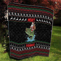 Merry Fishmas Santa Riding Bass Quilt Funny Christmas - Wonder Print Shop