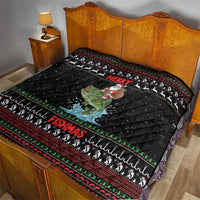 Merry Fishmas Santa Riding Bass Quilt Funny Christmas - Wonder Print Shop