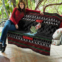 Merry Fishmas Santa Riding Bass Quilt Funny Christmas - Wonder Print Shop