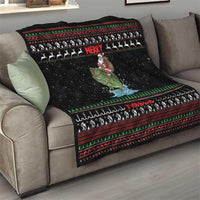 Merry Fishmas Santa Riding Bass Quilt Funny Christmas - Wonder Print Shop