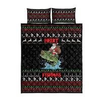 Merry Fishmas Santa Riding Bass Quilt Bed Set Funny Christmas - Wonder Print Shop