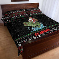 Merry Fishmas Santa Riding Bass Quilt Bed Set Funny Christmas - Wonder Print Shop