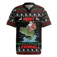 Merry Fishmas Santa Riding Bass Personalized Rugby Jersey Funny Christmas - Wonder Print Shop