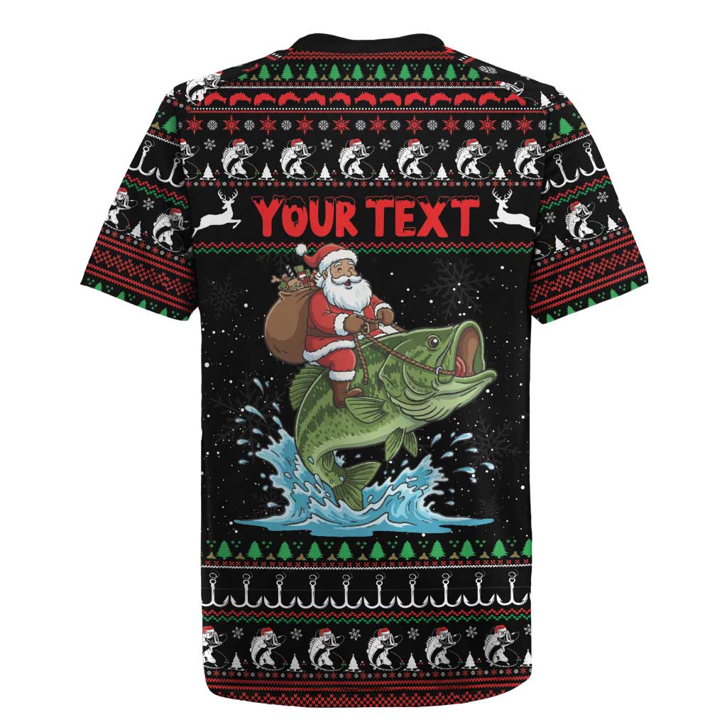 Merry Fishmas Santa Riding Bass Personalized Rugby Jersey Funny Christmas - Wonder Print Shop