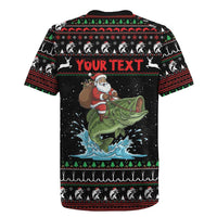 Merry Fishmas Santa Riding Bass Personalized Rugby Jersey Funny Christmas - Wonder Print Shop