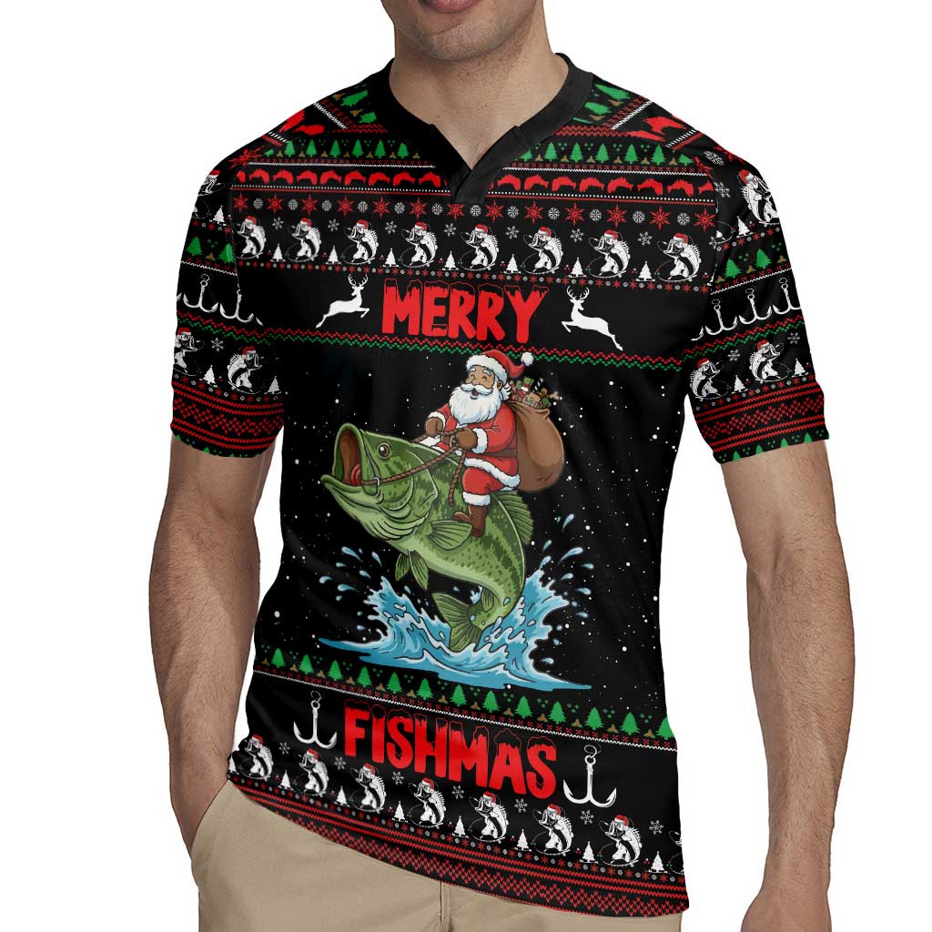 Merry Fishmas Santa Riding Bass Personalized Rugby Jersey Funny Christmas - Wonder Print Shop