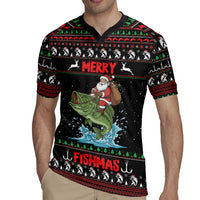 Merry Fishmas Santa Riding Bass Personalized Rugby Jersey Funny Christmas - Wonder Print Shop