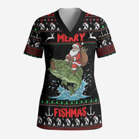 Merry Fishmas Santa Riding Bass Personalized Scrub Top Funny Christmas - Wonder Print Shop