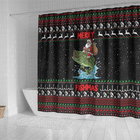 Merry Fishmas Santa Riding Bass Shower Curtain Funny Christmas - Wonder Print Shop