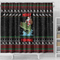 Merry Fishmas Santa Riding Bass Shower Curtain Funny Christmas - Wonder Print Shop