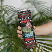 Merry Fishmas Santa Riding Bass Personalized Skinny Tumbler Funny Christmas - Wonder Print Shop