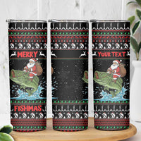 Merry Fishmas Santa Riding Bass Personalized Skinny Tumbler Funny Christmas - Wonder Print Shop