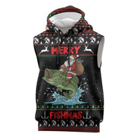 Merry Fishmas Santa Riding Bass Personalized Sleeveless Hoodie Funny Christmas - Wonder Print Shop