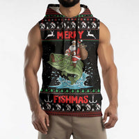 Merry Fishmas Santa Riding Bass Personalized Sleeveless Hoodie Funny Christmas - Wonder Print Shop