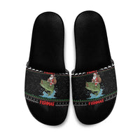 Merry Fishmas Santa Riding Bass Slide Sandals Funny Christmas - Wonder Print Shop