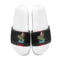Merry Fishmas Santa Riding Bass Slide Sandals Funny Christmas - Wonder Print Shop
