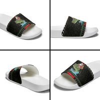 Merry Fishmas Santa Riding Bass Slide Sandals Funny Christmas - Wonder Print Shop