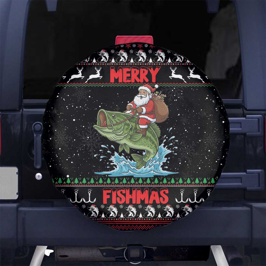 Merry Fishmas Santa Riding Bass Spare Tire Cover Funny Christmas - Wonder Print Shop