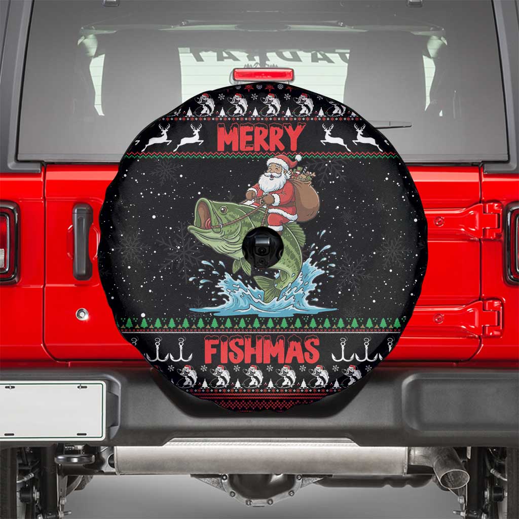 Merry Fishmas Santa Riding Bass Spare Tire Cover Funny Christmas - Wonder Print Shop