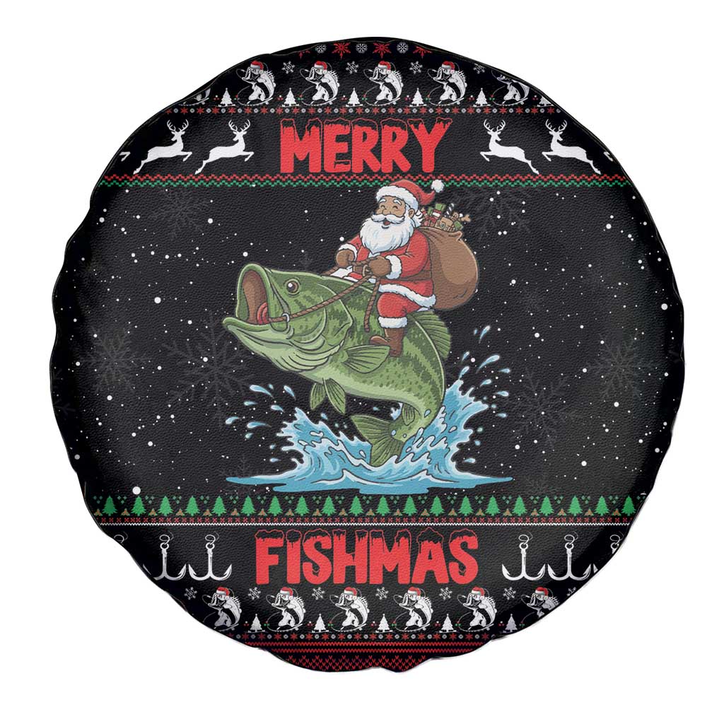 Merry Fishmas Santa Riding Bass Spare Tire Cover Funny Christmas - Wonder Print Shop