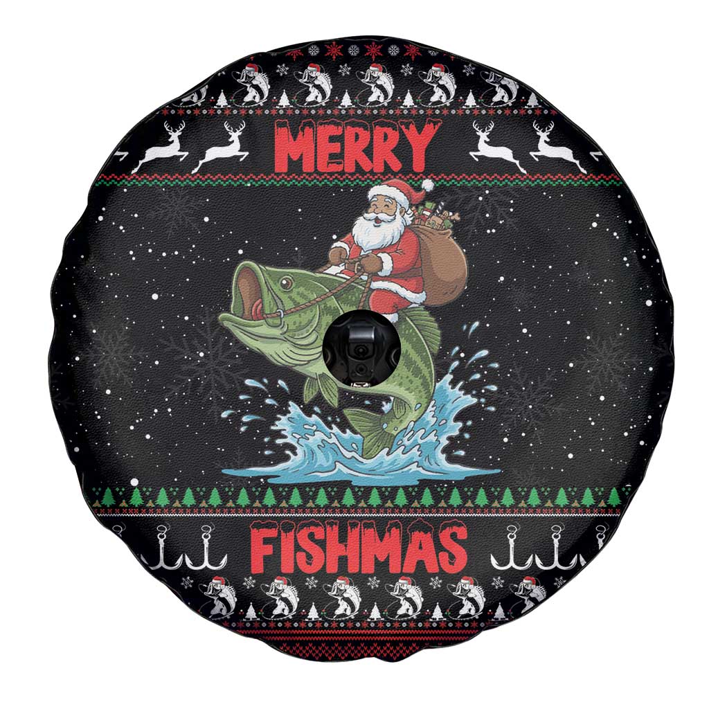 Merry Fishmas Santa Riding Bass Spare Tire Cover Funny Christmas - Wonder Print Shop