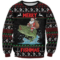Merry Fishmas Santa Riding Bass Personalized Sweatshirt Funny Christmas - Wonder Print Shop