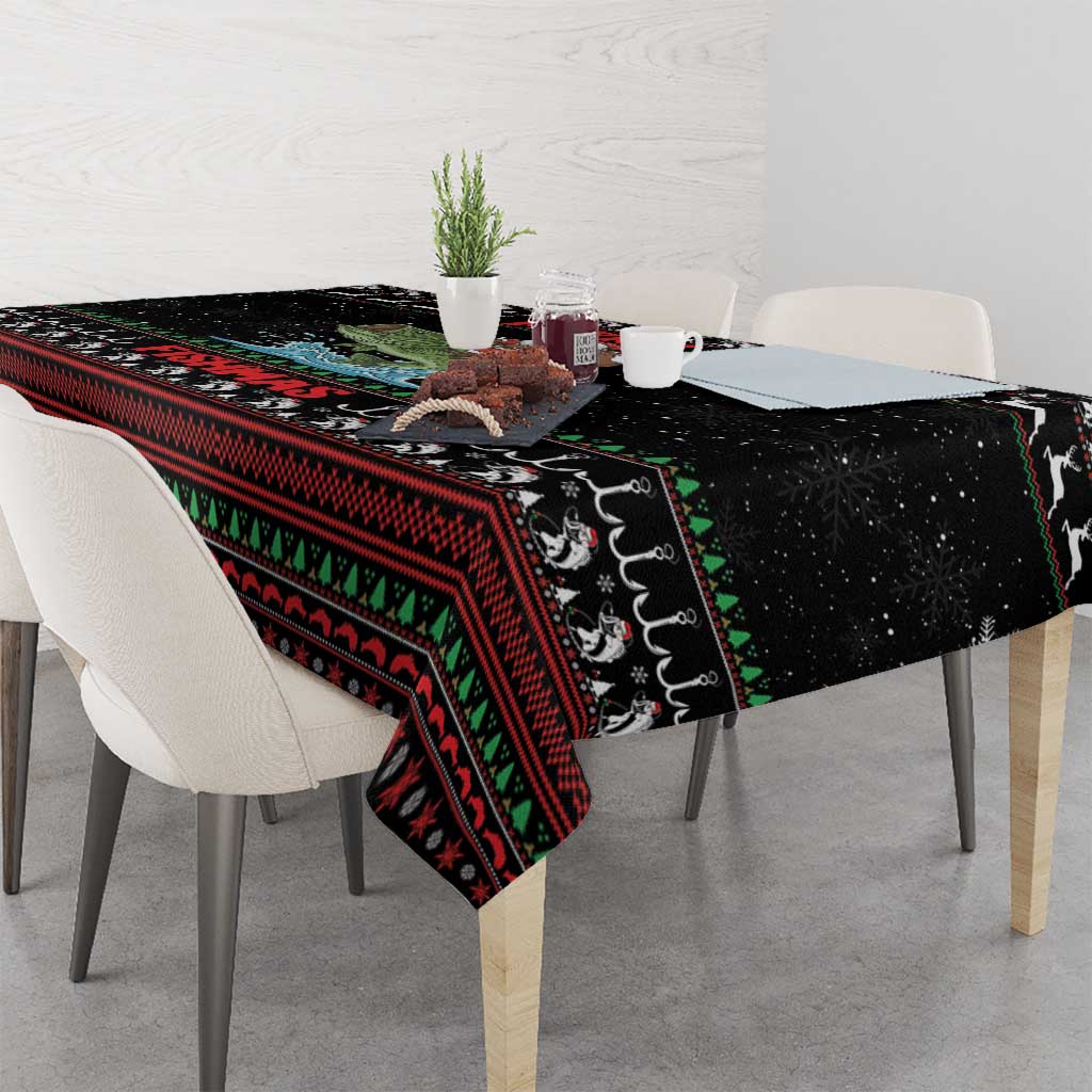 Merry Fishmas Santa Riding Bass Tablecloth Funny Christmas - Wonder Print Shop