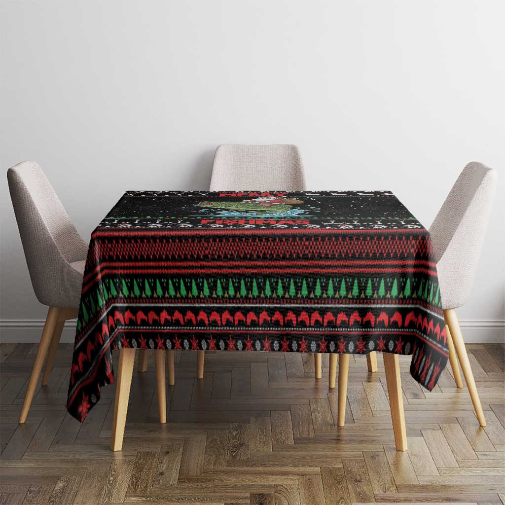 Merry Fishmas Santa Riding Bass Tablecloth Funny Christmas - Wonder Print Shop