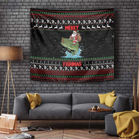 Merry Fishmas Santa Riding Bass Tapestry Funny Christmas - Wonder Print Shop