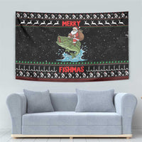 Merry Fishmas Santa Riding Bass Tapestry Funny Christmas - Wonder Print Shop