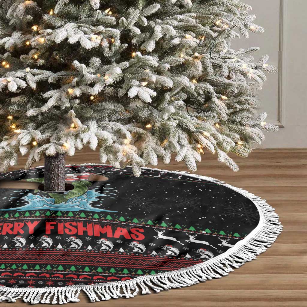 Merry Fishmas Santa Riding Bass Tree Skirt Funny Christmas - Wonder Print Shop