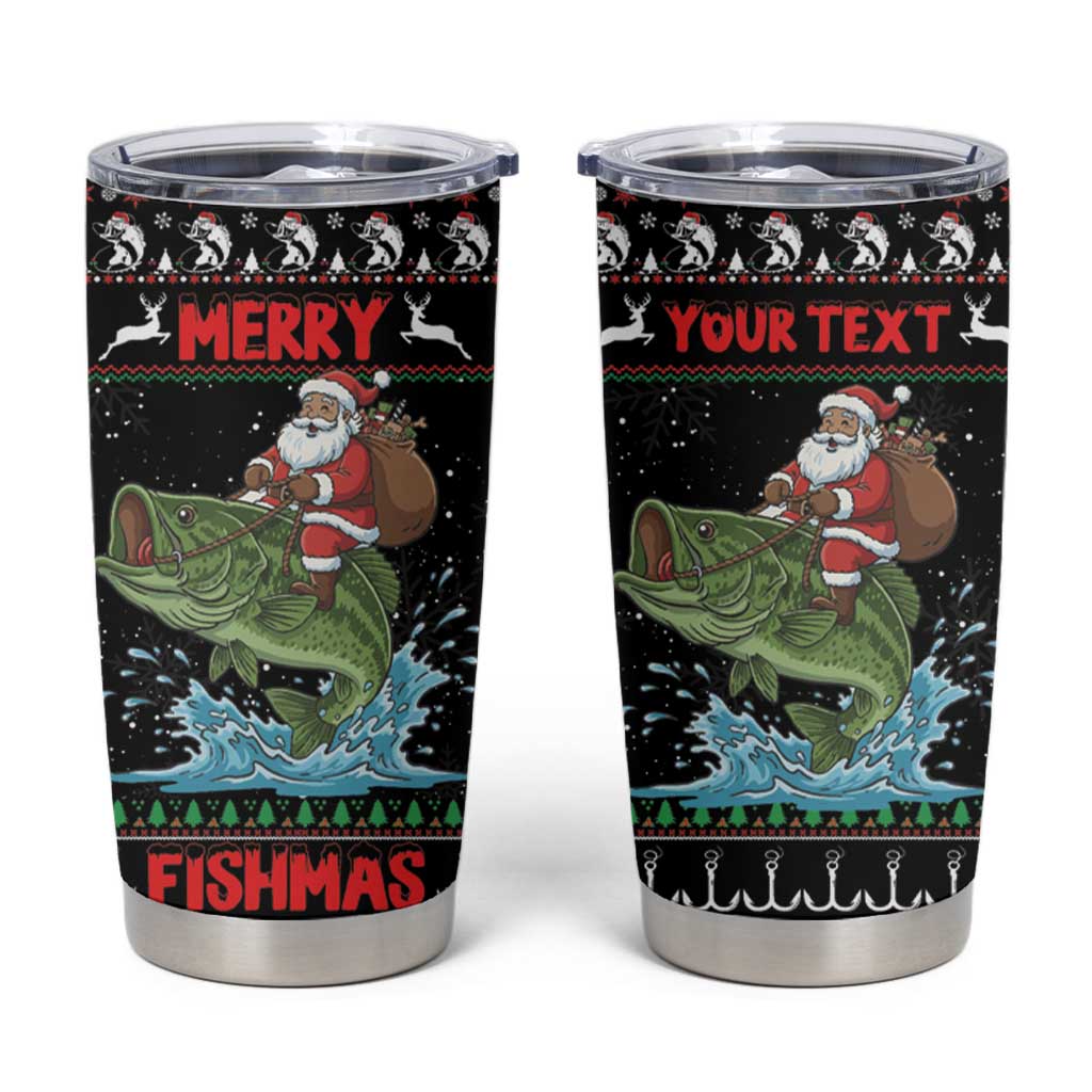 Merry Fishmas Santa Riding Bass Personalized Tumbler Cup Funny Christmas - Wonder Print Shop