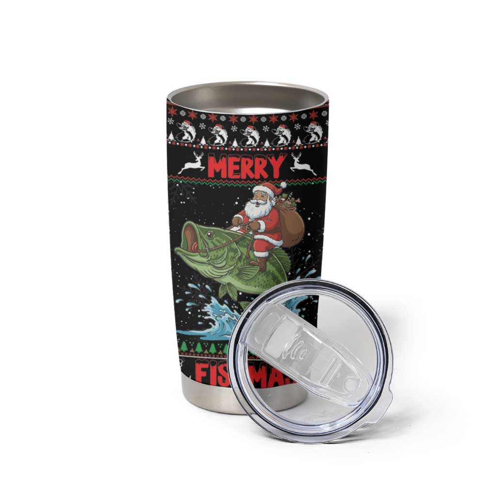 Merry Fishmas Santa Riding Bass Personalized Tumbler Cup Funny Christmas - Wonder Print Shop