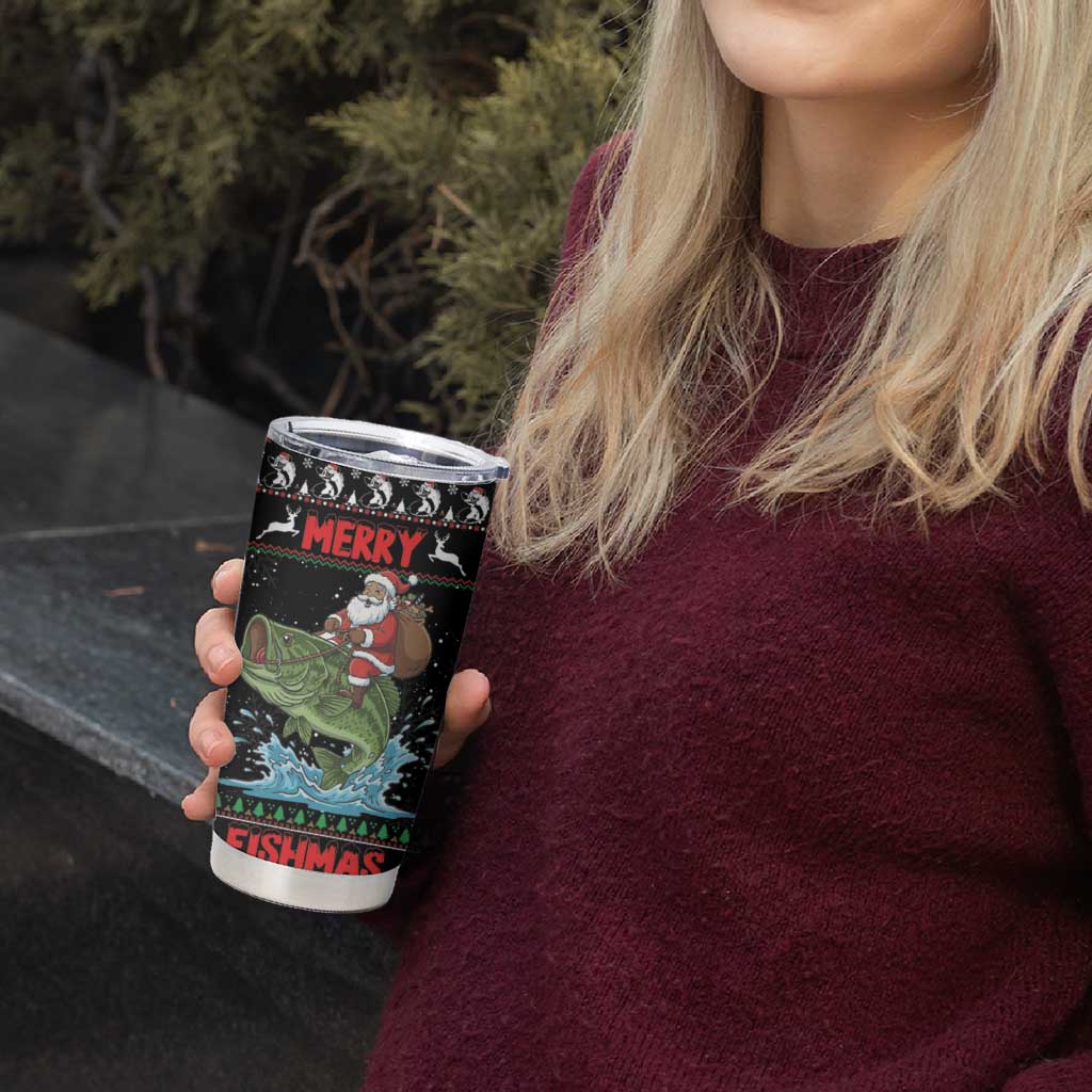 Merry Fishmas Santa Riding Bass Personalized Tumbler Cup Funny Christmas - Wonder Print Shop