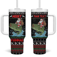 Merry Fishmas Santa Riding Bass Personalized Tumbler With Handle Funny Christmas - Wonder Print Shop