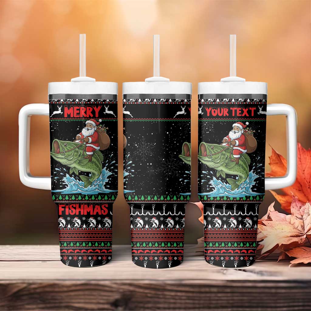 Merry Fishmas Santa Riding Bass Personalized Tumbler With Handle Funny Christmas - Wonder Print Shop