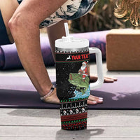 Merry Fishmas Santa Riding Bass Personalized Tumbler With Handle Funny Christmas - Wonder Print Shop