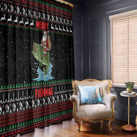 Merry Fishmas Santa Riding Bass Window Curtain Funny Christmas - Wonder Print Shop