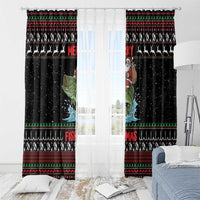 Merry Fishmas Santa Riding Bass Window Curtain Funny Christmas - Wonder Print Shop