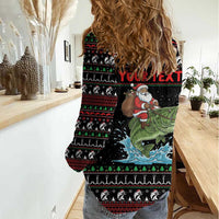Merry Fishmas Santa Riding Bass Personalized Women Casual Shirt Funny Christmas - Wonder Print Shop