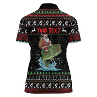Merry Fishmas Santa Riding Bass Personalized Women Polo Shirt Funny Christmas - Wonder Print Shop