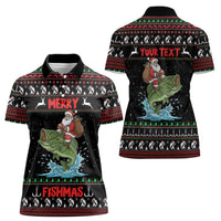 Merry Fishmas Santa Riding Bass Personalized Women Polo Shirt Funny Christmas - Wonder Print Shop