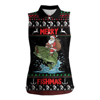 Merry Fishmas Santa Riding Bass Personalized Women Sleeveless Polo Shirt Funny Christmas - Wonder Print Shop