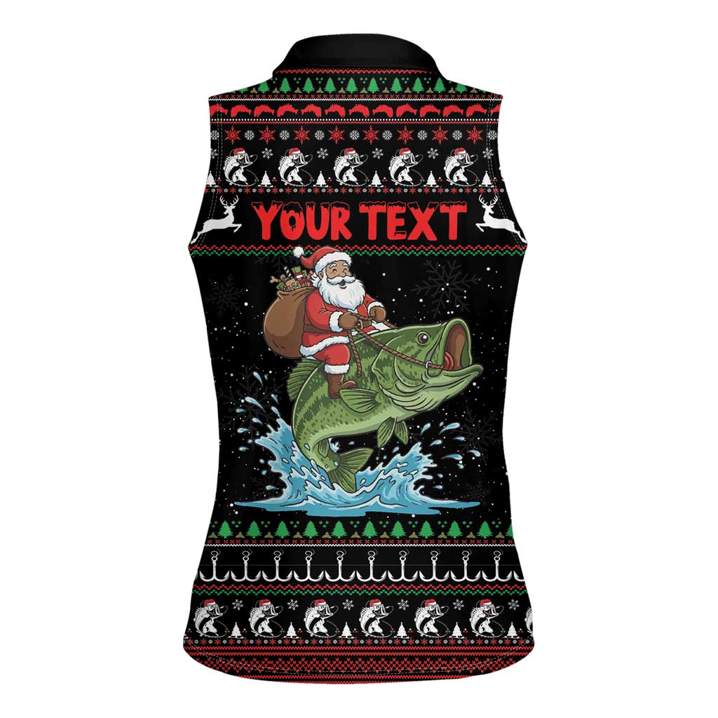 Merry Fishmas Santa Riding Bass Personalized Women Sleeveless Polo Shirt Funny Christmas - Wonder Print Shop