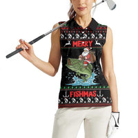 Merry Fishmas Santa Riding Bass Personalized Women Sleeveless Polo Shirt Funny Christmas - Wonder Print Shop